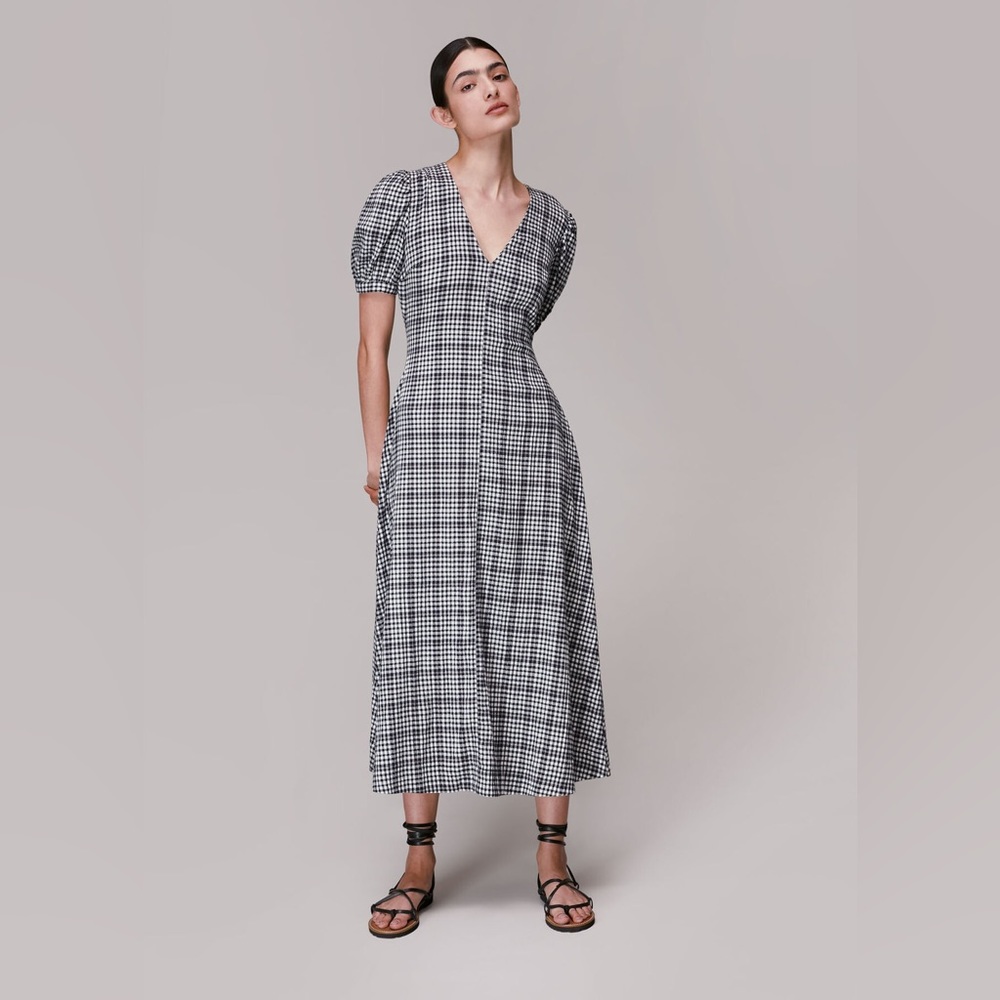 NWT Whistles Tabitha Checked Midi Dress 4